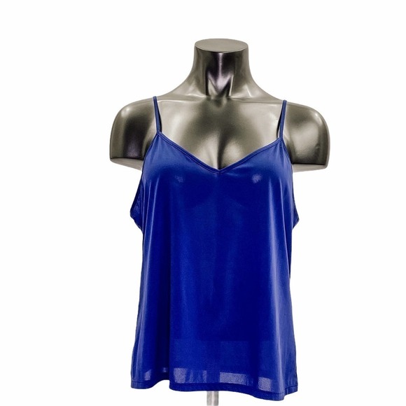 SHEER Solid Blue Chiffon Sweetheart Camisole Tank - Picture 1 of 8